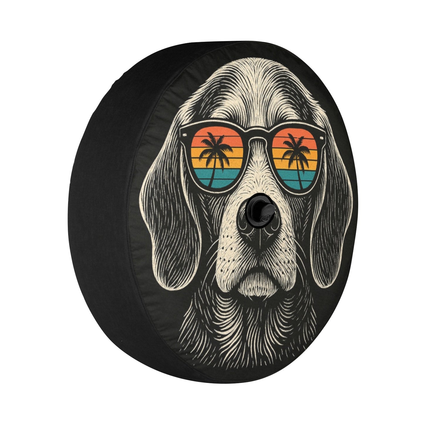 Beagle Dog Spare Tire Cover, Sunglasses Palm Tree Beach Puppy Backup Camera Hole Wheel Unique RV Back Cars Men Women Trailer Campers Extra - Starcove Fashion