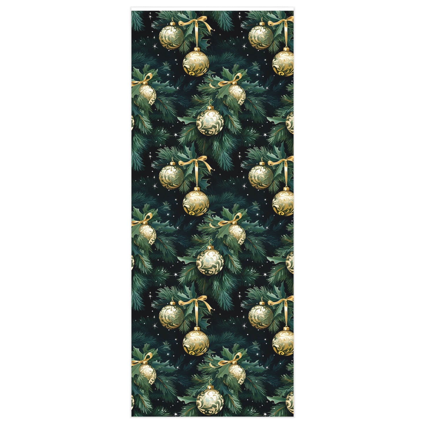 Vintage 1950s Christmas Wrapping Paper Gift Wrap Christmas Tree On Gold [A]