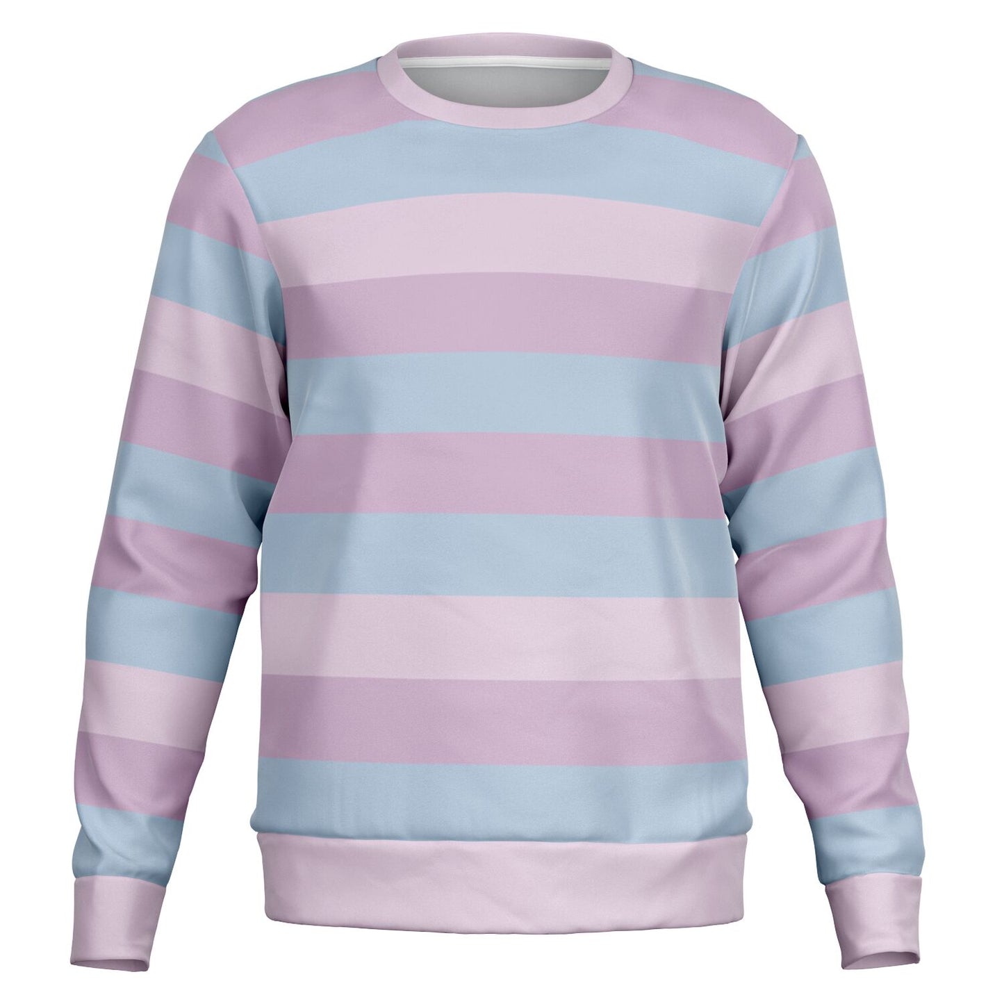 Pastel Striped Sweatshirt, Pink Purple Blue Kawaii Aesthetic Multi Color Crewneck Fleece Cotton Sweater Jumper Pullover Men Women Top