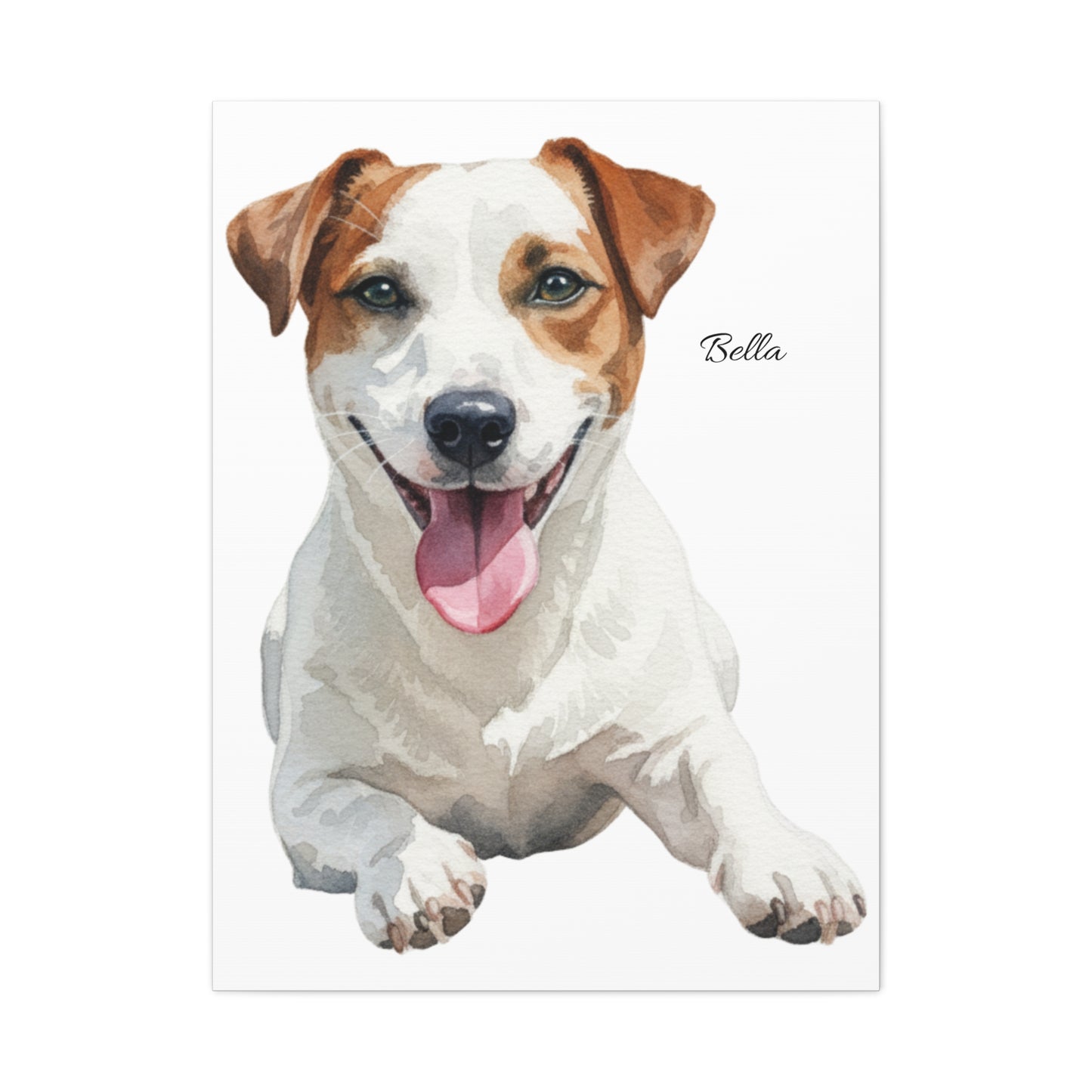 Custom Pet Portrait Canvas Gallery Wrap, Watercolor Painting Dog Cat Personalized Wall Art Print Artwork Small Large Hanging Vertical Poster