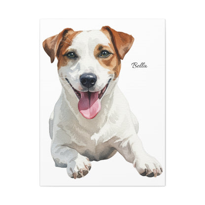 Custom Pet Portrait Canvas Gallery Wrap, Watercolor Painting Dog Cat Personalized Wall Art Print Artwork Small Large Hanging Vertical Poster