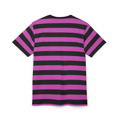 Black and Pink Striped Tshirt, Purple Designer Graphic Aesthetic Lightweight Heavyweight Crewneck Men Women Tee Top Short Sleeve Shirt