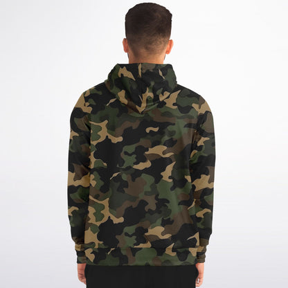 Brown Green Camo Zip Up Hoodie, Black Camouflage Full Zipper Pocket Men Women Unisex Adult Aesthetic Cotton Fleece Hooded Sweatshirt