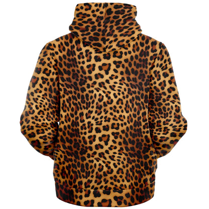 Leopard Zip Up Fleece Hoodie, Animal Print Cheetah Full Zipper Pocket Men Women Unisex Adult Aesthetic Graphic Hooded Sweatshirt Starcove Fashion