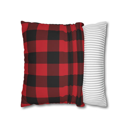 Red Buffalo Plaid Pillow Case, Black Check Square Christmas Throw Decorative Cover Decor Bedding Bed Accent Couch Sofa Bedroom