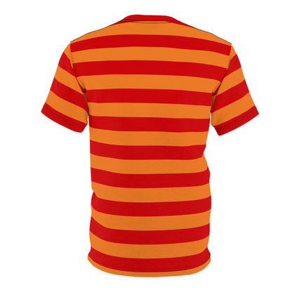 Red and Orange Striped Tshirt, Wide Stripe Designer Aesthetic Lightweight Heavyweight Crewneck Men Women Tee Top Short Sleeve Shirt - Starcove Fashion
