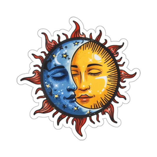 Sun Moon Sticker Decal, Vintage Retro Crescent Art Vinyl Laptop Celestial Waterbottle Tumbler Car Waterproof Bumper Clear Aesthetic Wall - Starcove Fashion