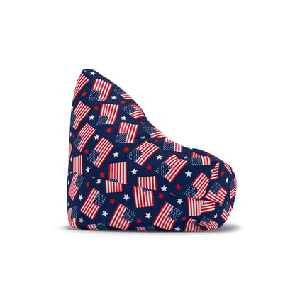 American Flag Bean Bag Chair Cover, Patriotic USA Stars and Stripes Washable Triangle Furniture Small Large Adult Children Kids Sofa Dorm