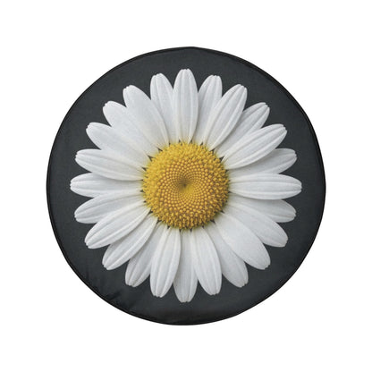 White Daisy Car Spare Tire Cover, Floral Flower Back Rear Extra Wheel Black Camera Hole Unique Women  RV Camper Auto Trailer Motorhome - Starcove Fashion