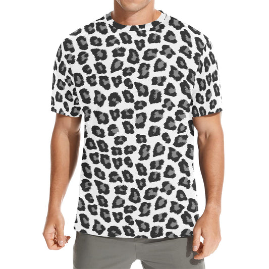 Leopard Print Animal Pattern Tshirt, Black White Designer Graphic Aesthetic Lightweight Summer Crewneck Men Male Women Tee Top Short Sleeve