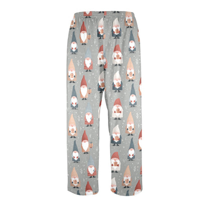 Christmas Gnomes Men Pajamas Pants, Grey Snowflakes Gifts Xmas PJ Pockets Sleep Lounge Trousers Guys Male Matching Sleepwear Bottoms