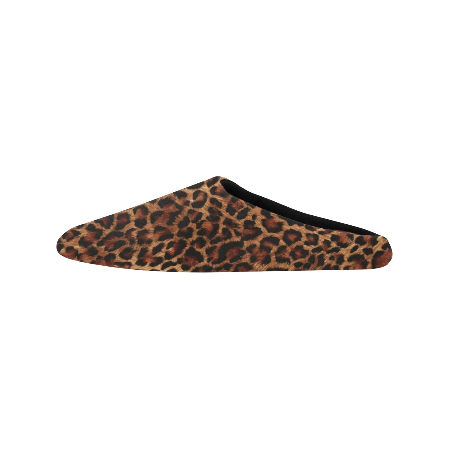 Leopard Women's Slippers, Brown Black Animal Print Leopard Ladies House Slide Handmade Bedroom Warm Winter Designer Slip On Cotton Shoes