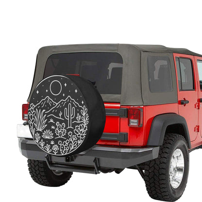 Desert Mountains Spare Tire Cover, Cactus Succulent Floral Moon Rear Extra Backup Camera Hole Wheel Unique RV Back Cars RV Trailer Campers