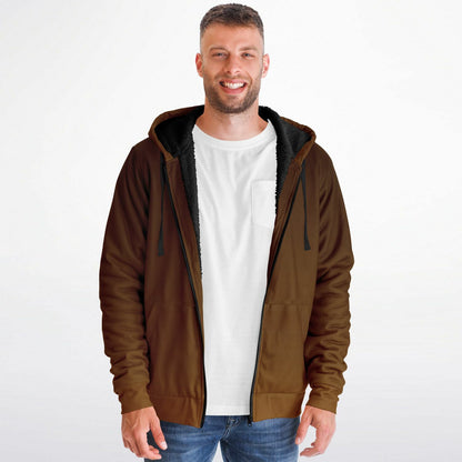 Brown Ombre Zip Up Fleece Lined Hoodie, Gradient Heavyweight Full Zipper Pocket Men Women Unisex Aesthetic Graphic Hooded Sweatshirt Jacket