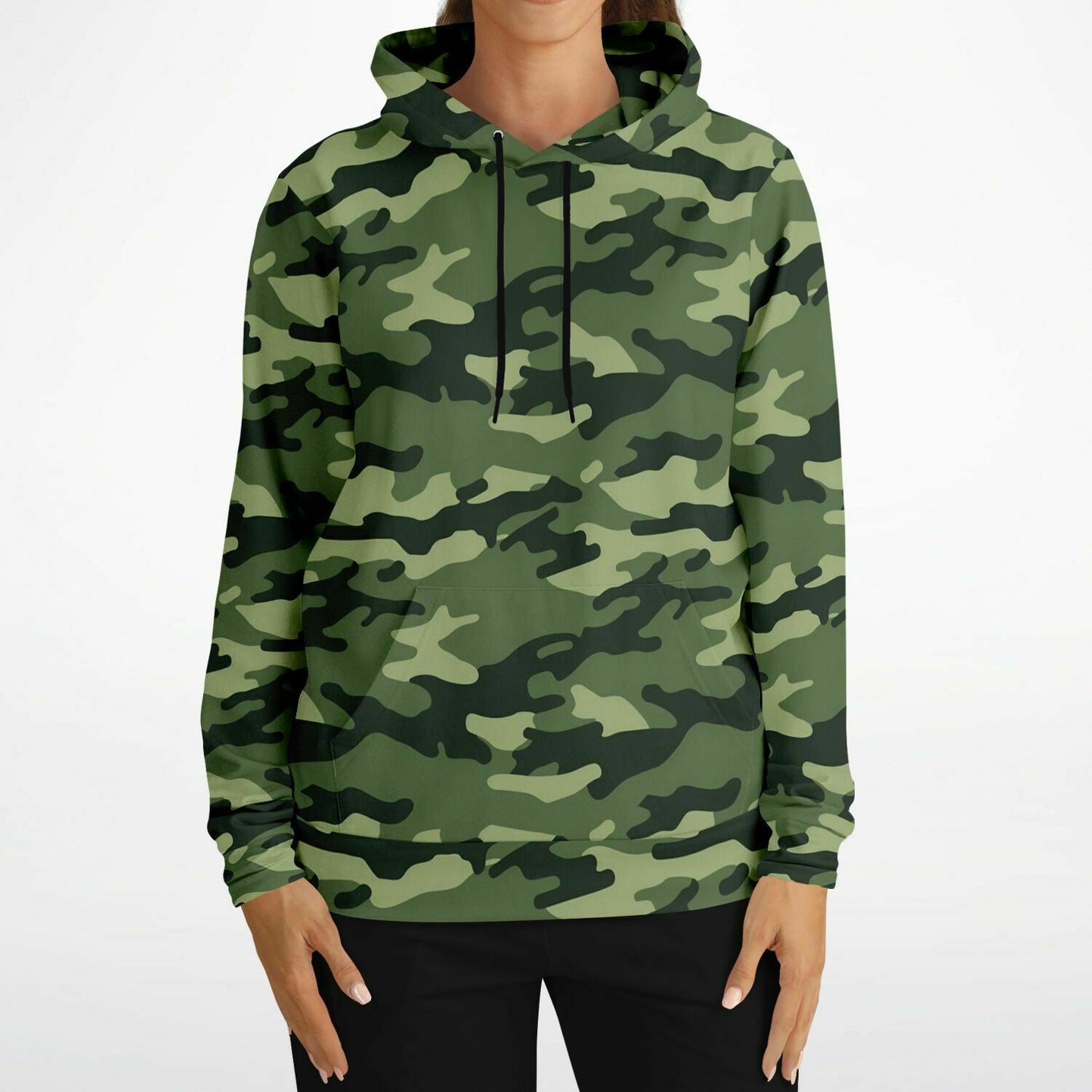 Olive Green Camo Hoodie, Camouflage Pullover Men Women Adult Aesthetic Graphic Cotton Hooded Sweatshirt with Pockets