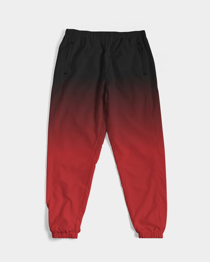 Black Red Ombre Men Track Pants, Gradient Tie Dye Zip Pockets Quick Dry Mesh Lining Festival Elastic Waist Windbreaker suit Joggers Bottoms