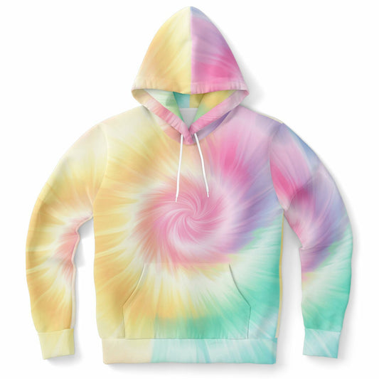 Pastel Tie Dye Hoodie, Pink Yellow Gradient Pullover Men Women Ladies Guys Aesthetic Cotton Hooded Sweatshirt Pockets Designer Plus Size