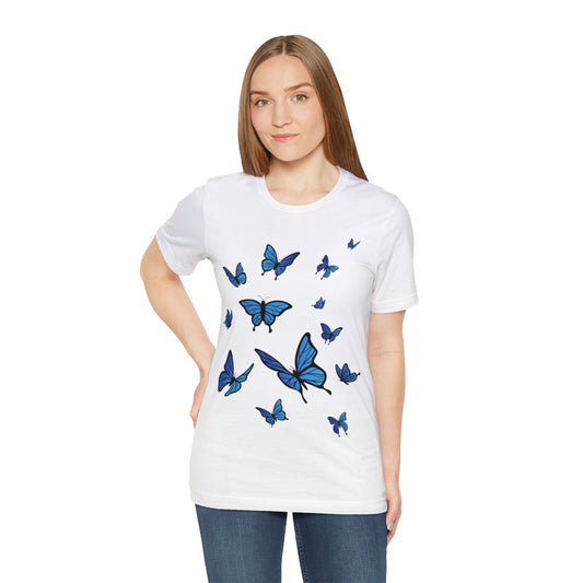 Blue Butterfly Tshirt, Monarch Nature Gardening Nature Butterflies Insect Men Women Adult Aesthetic Graphic Crewneck Tee Shirt Top