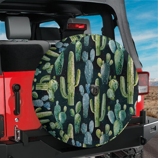 Cactus Spare Tire Cover, Succulent Backup Camera Hole Unique Back Extra Wheel Cars RV Men Women Girls Trailer Campers