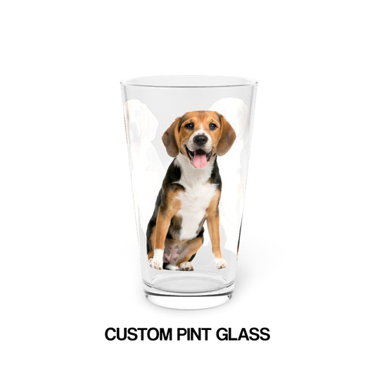 Custom Pet Pint Glass (16oz), Dog Cat Photo Personalized Beer Mug IPA Pilsner Laser Print Etched Glassware Lover Birthday Gift Him Glasses