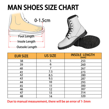 Black Leather Boots, Starcove Monogram Lace Up Shoes Hiking Women Men Female Festival Black Ankle Combat Work Winter Casual