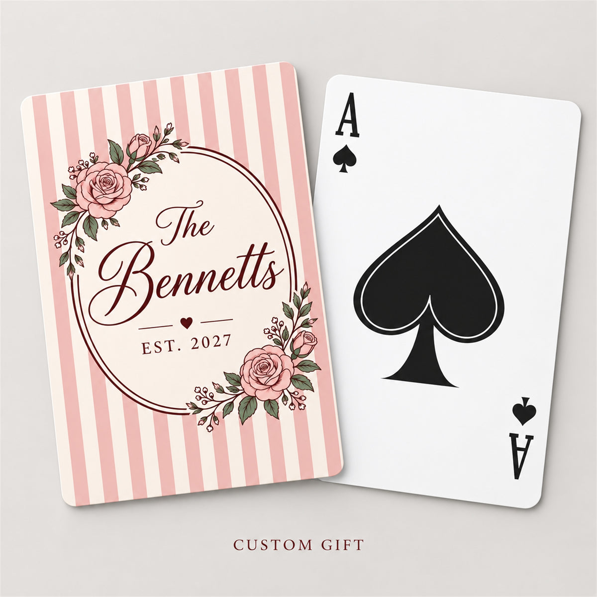 Custom Playing Cards, Personalized Family Last Name Est Year Wedding Favor Bridal Decks Gift For Couple Anniversary Poker Game Deck - Starcove Fashion