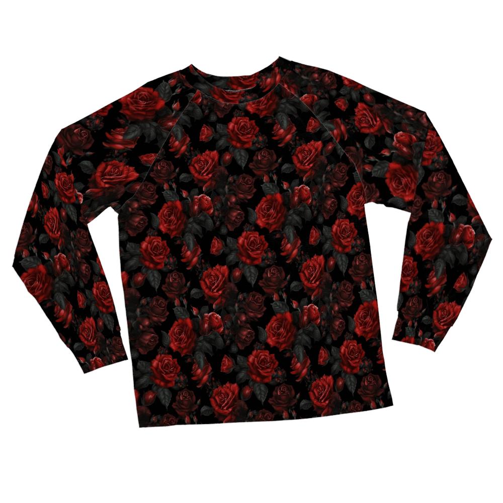 Red Roses Pajamas Set, Floral Flowers Women Men Ladies Female 2 Piece Pants Print Long Sleeve Top PJ Holiday Cozy Sleep Sleepwear