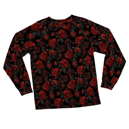 Red Roses Pajamas Set, Floral Flowers Women Men Ladies Female 2 Piece Pants Print Long Sleeve Top PJ Holiday Cozy Sleep Sleepwear