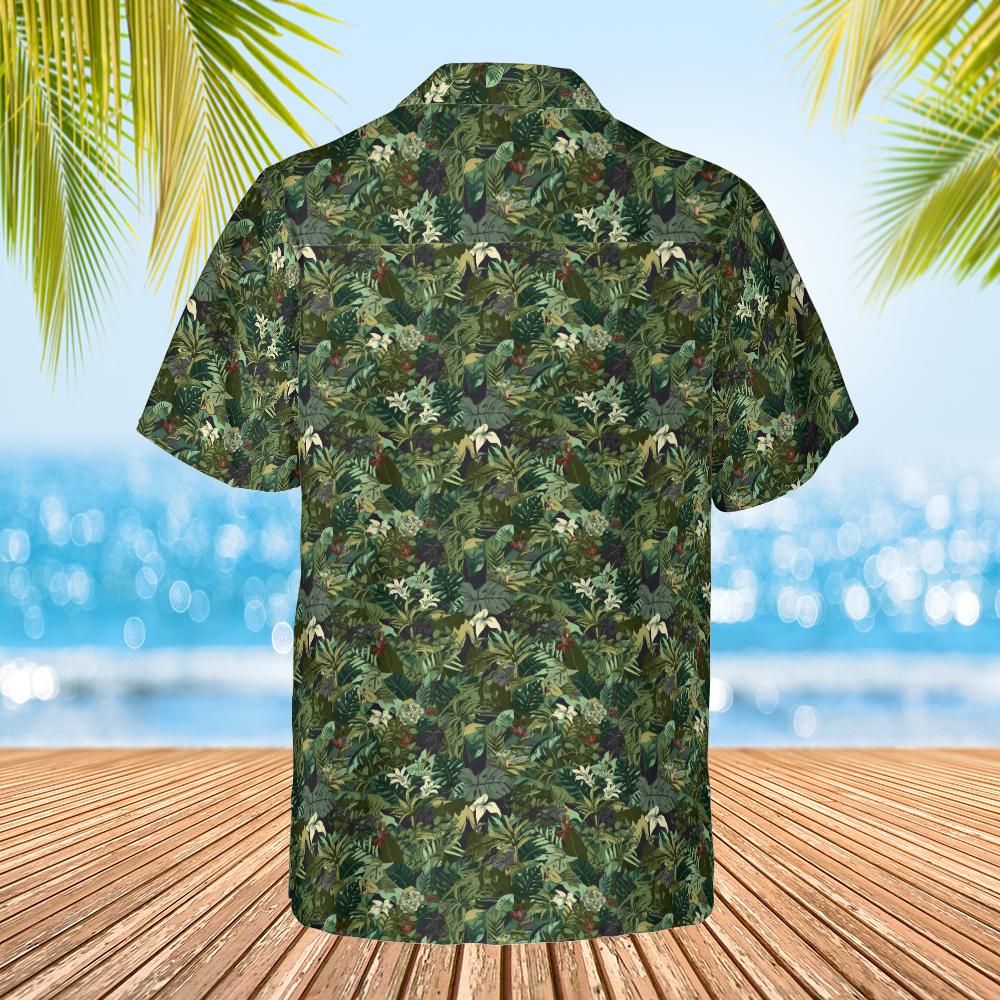 Army Green Men Hawaiian shirt,  Tropical Camo Print Vintage Retro Summer Hawaii Aloha Beach Plus Size Cool Button Up Shirt