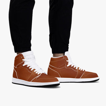 Brown Tan High Top Leather Shoes Sneakers, White Black Men Women Lace Up Vegan Footwear Rave Streetwear Designer Gift Idea