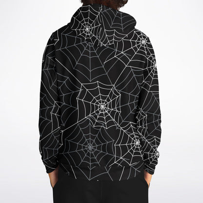 Spiderweb Hoodie, Halloween Black Creepy Pullover Men Women Adult Aesthetic Graphic Cotton Hooded Sweatshirt with Pockets Designer Plus Size