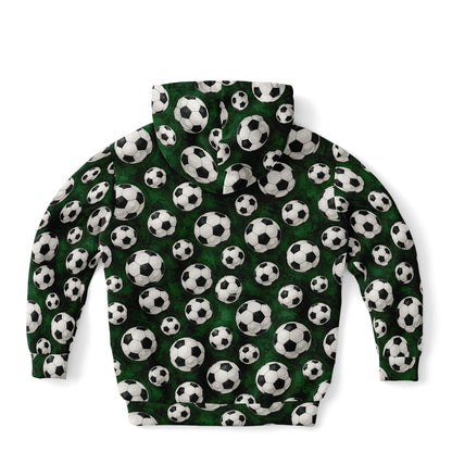 Soccer Ball Kids Pullover Hoodie, Football Green Girls Boy Toddler Youth Children Fleece Aesthetic Graphic Cotton Hooded Sweatshirt Pockets