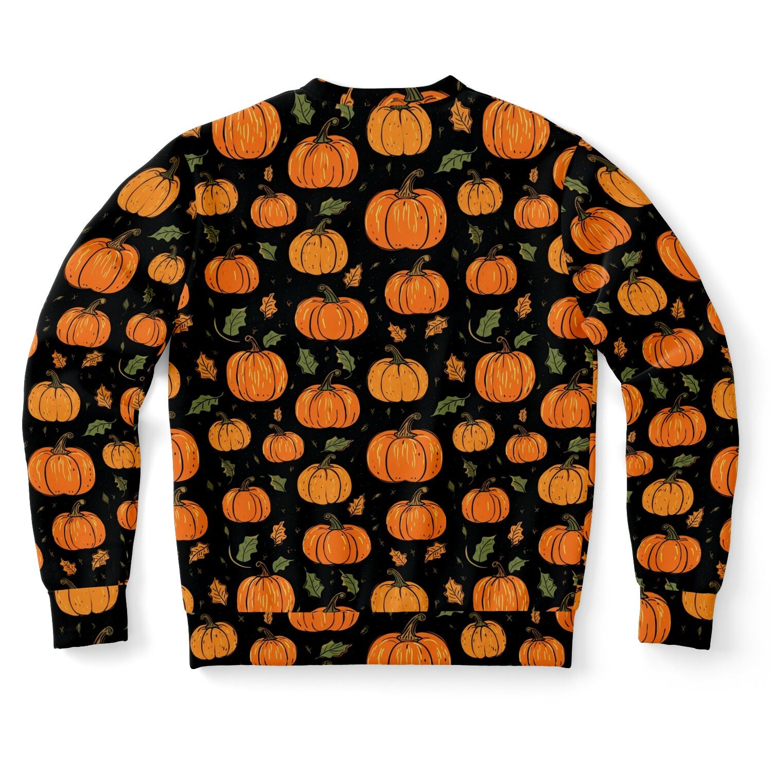 Pumpkins Sweatshirt, Fall Autumn Leaves Halloween Graphic Crewneck Cotton Sweater Jumper Pullover Men Women Adult Aesthetic Designer Top Starcove Fashion