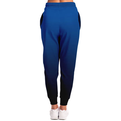 Blue Black Ombre Joggers Sweatpants Pockets, Gradient Tie Dye Women Men Female Ladies Fleece Comfy Sweats Pants Loungewear Bottoms