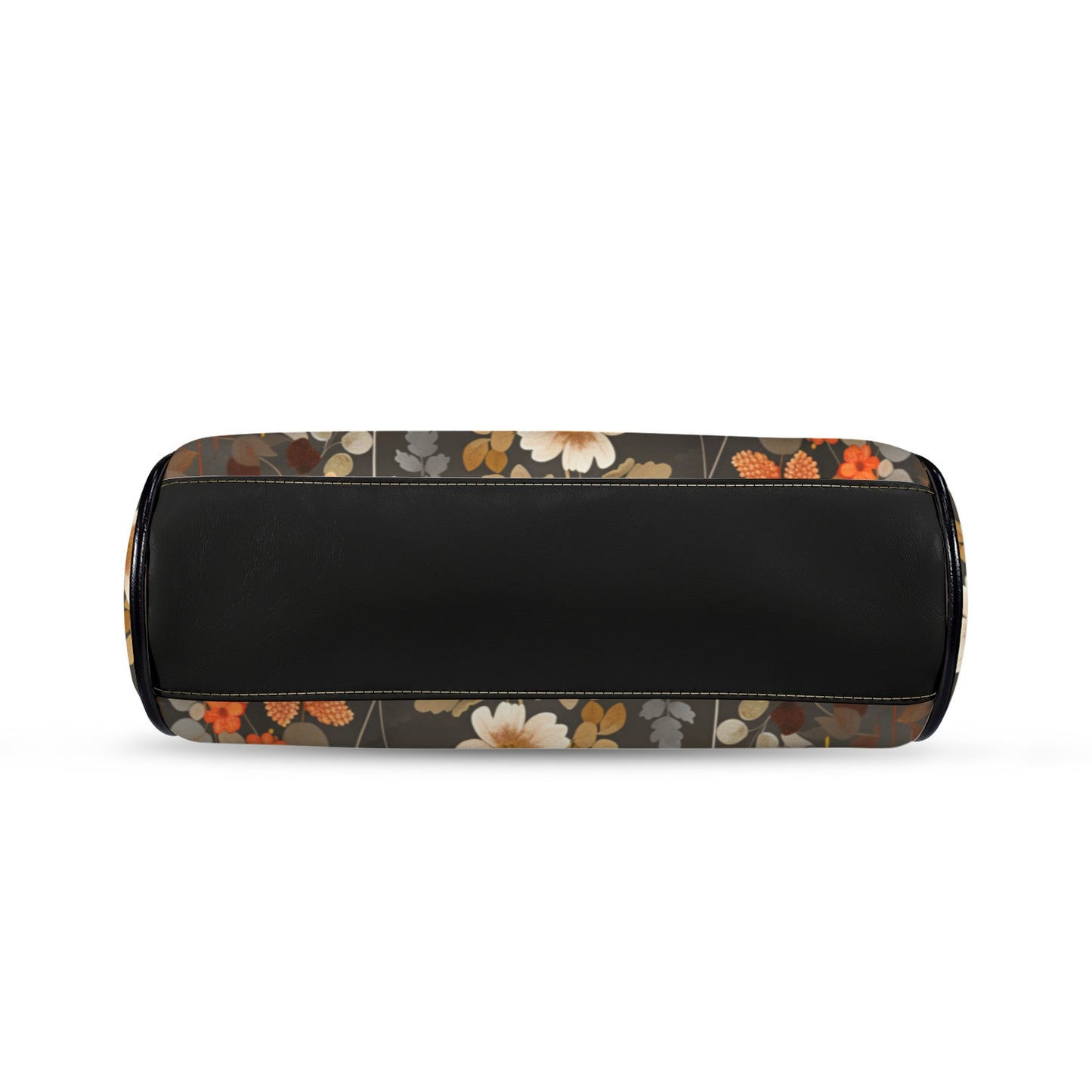 Floral Kiss Lock Purse Handbag, Flowers Brown Green Dark Print Vegan Leather Vintage Designer Shoulder Crossbody Top Handle Clasp Bag