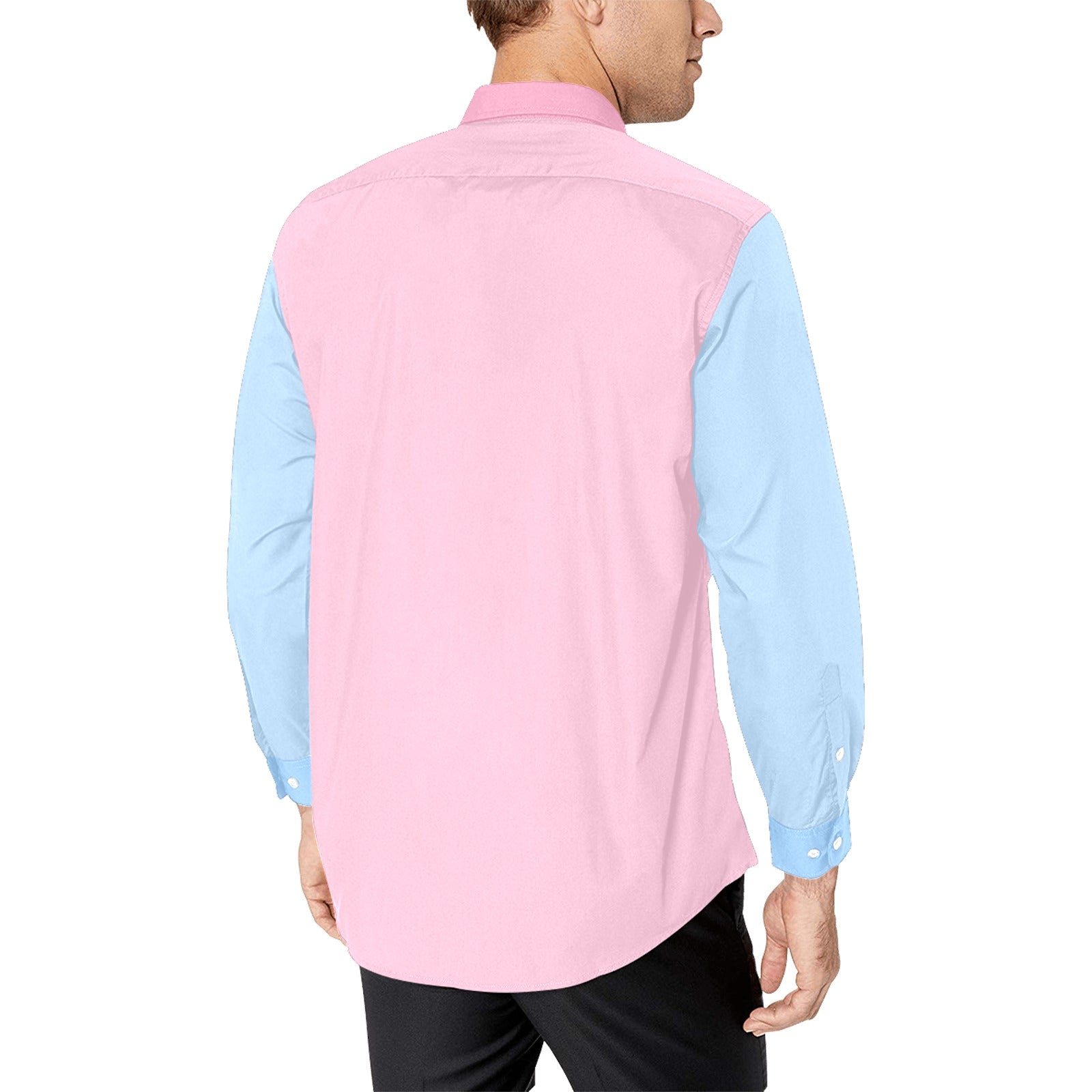 Color Block Long Sleeve Men Button Up Shirt, Pink Blue Purple Pastel Tone Combo Print Buttoned Male Guys Collared Dress Shirt Chest Pocket XL Color Block Long Sleeve Men Button Up Shirt, Pink Blue Purple Pastel Tone Combo Print Buttoned Male Guys Collared Dress Shirt Chest Pocket XL