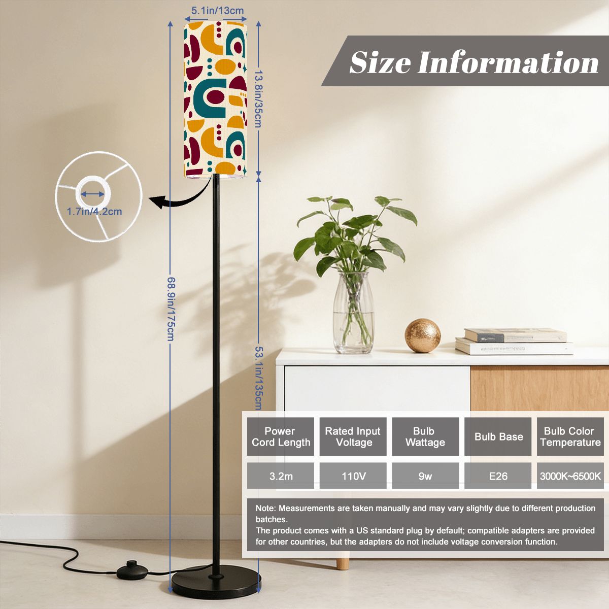Mid Century Modern Floor Lamp (Made in USA), Modern Standing Light Lampshade Living Room Bedroom Tall Corner Dimmable Cool Unique Reading - Starcove Fashion