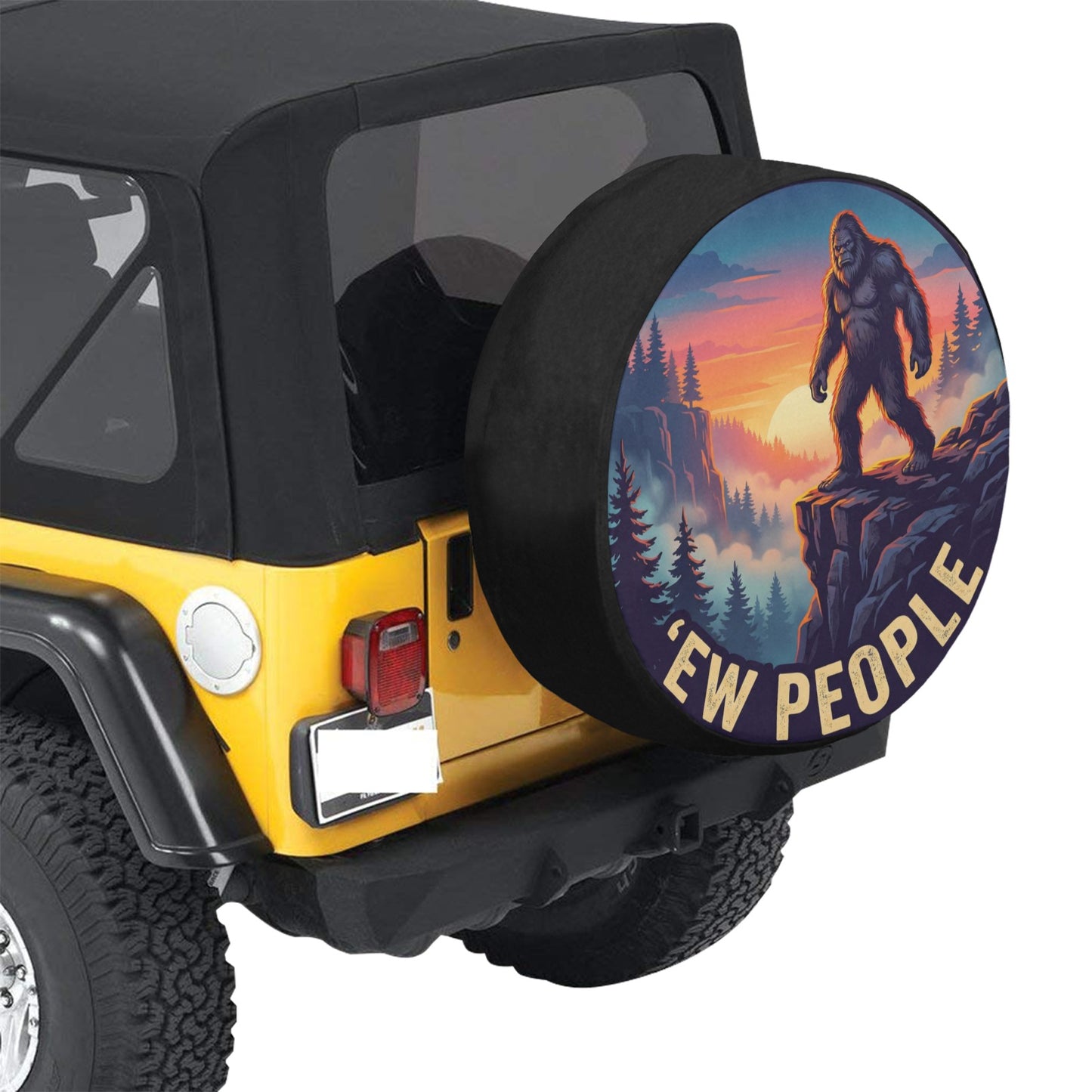 Bigfoot Spare Tire Cover,  Sasquatch Funny People Rear Extra Backup Camera Hole Wheel Unique RV Back Cars Trailer Campers Waterproof