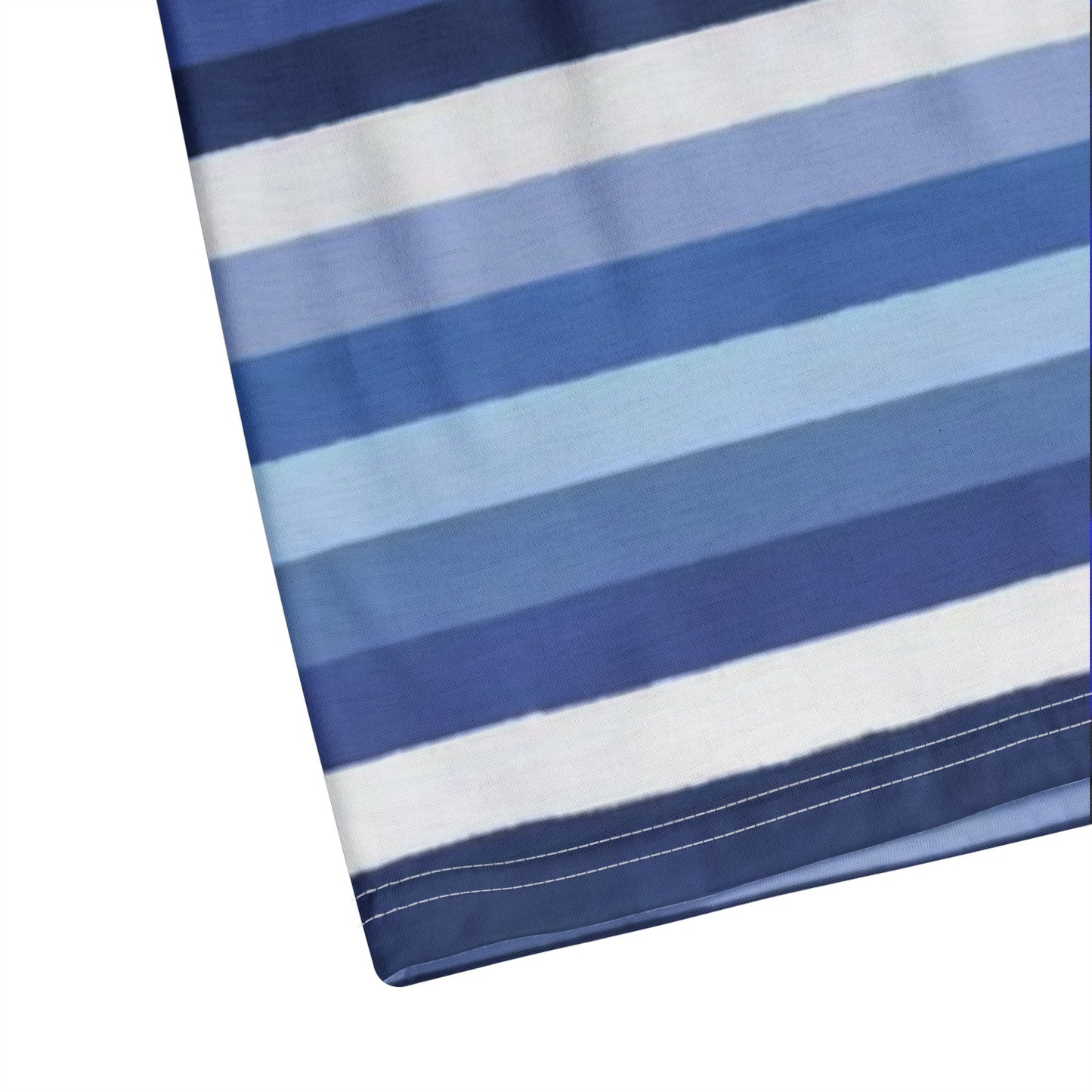 Blue White Striped Men Polo Shirt, Horizontal Stripe Guys Golf Casual Summer Buttoned Down Up Collared Short Sleeve Sports Tshirt Tee Top