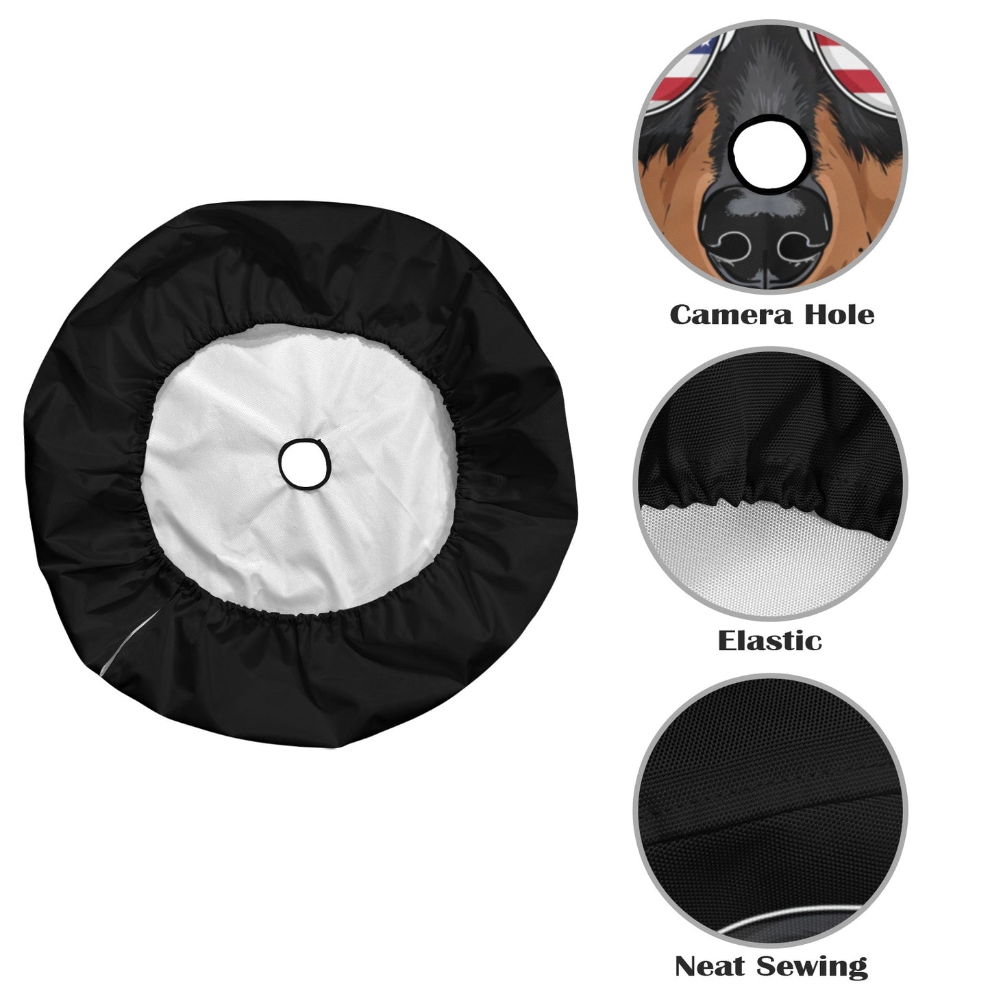 Dachshund Dog American Flag Spare Tire Cover,  Puppy Sunglasses Cool Backup Camera Hole Wheel Unique RV Back Cars Men Women Trailer Campers - Starcove Fashion