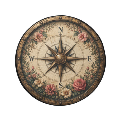 Flower Boho Compass Rose Spare Tire Wheel Cover, Vintage Floral Navigation Bohemian Back Up Camera Hole Rear Back RV Car Camper Motorhome - Starcove Fashion