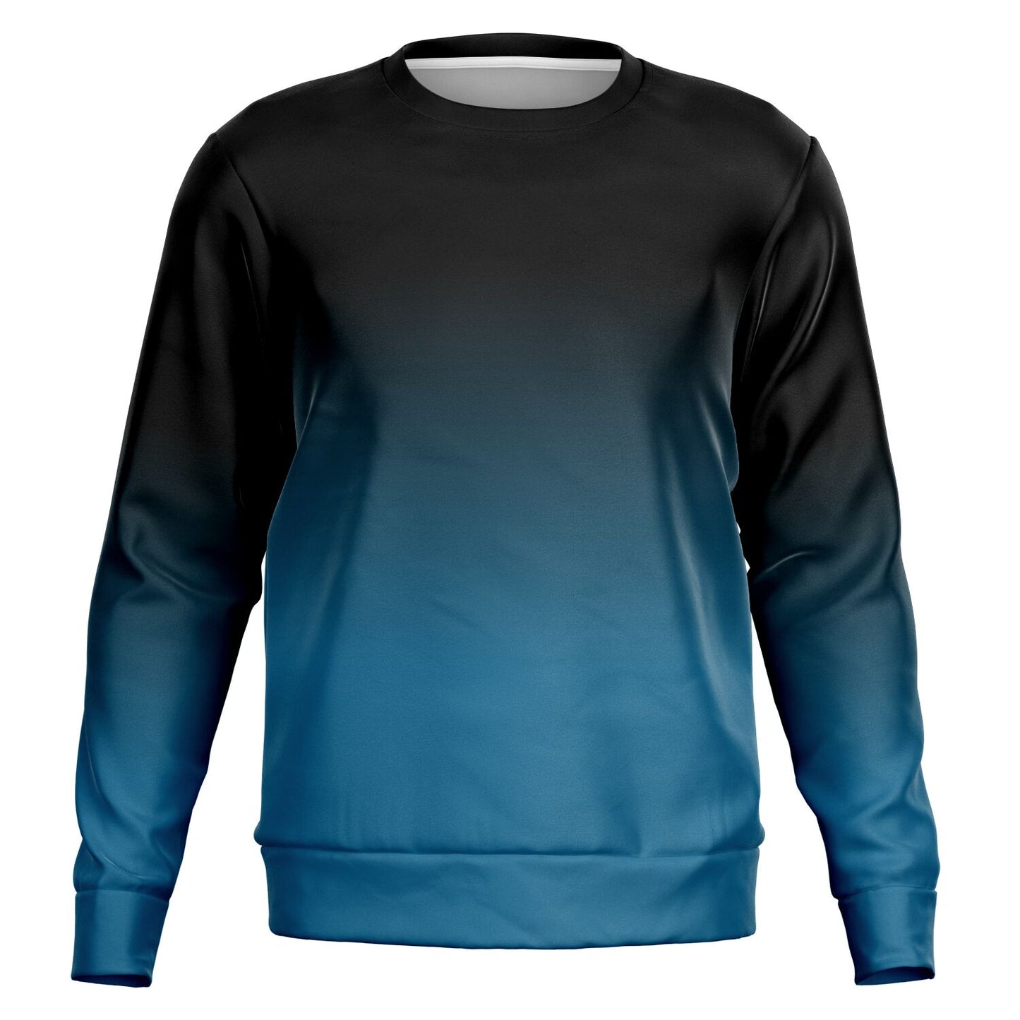 Black Blue Ombre Sweatshirt Cotton, Tie Dye Gradient Crewneck Fleece Sweater Jumper Pullover Men Women Adult Aesthetic Designer Top