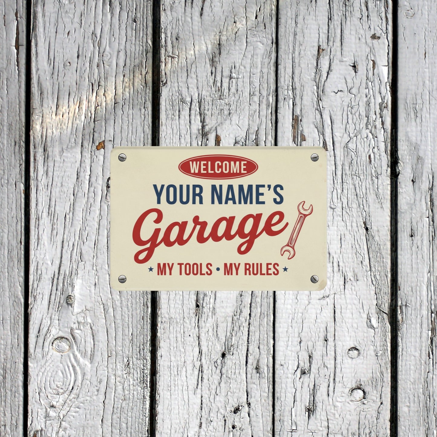 Custom Garage Metal Tin Signs, Personalized Name Workshop Retro Wall Hanging Tacker Outdoors Exterior Mechanic Tools Men Husband Gift