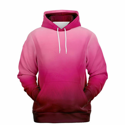 Red Pink Ombre Hoodie, Gradient Tie Dye Pullover Men Women Adult Aesthetic Graphic Cotton Hooded Sweatshirt with Pockets