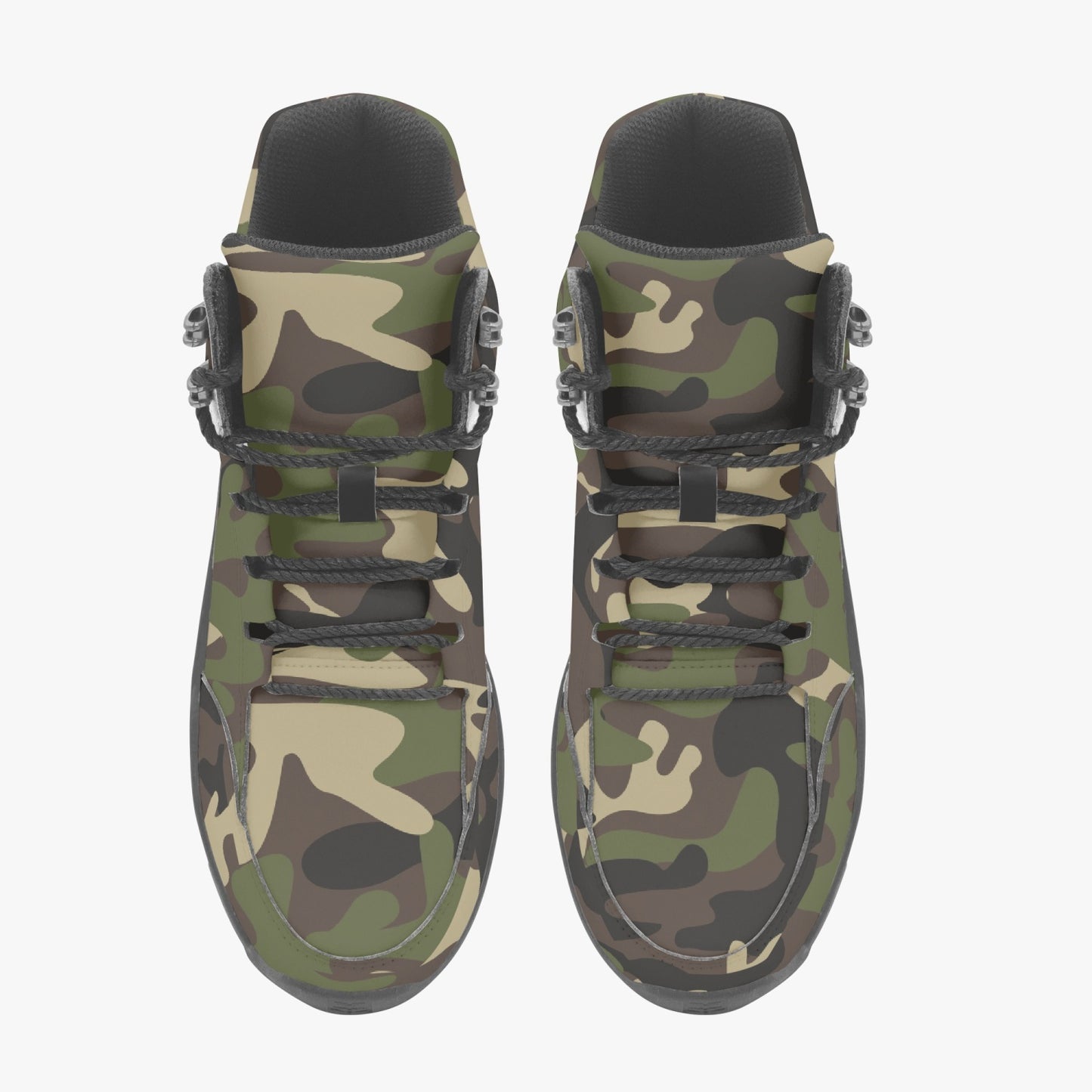 Camo Hiking Leather Boots, Green Army Camouflage Men Women Lace Up Walking Hunting Rubber Shoes Print Black Ankle Winter Casual Work Starcove Fashion
