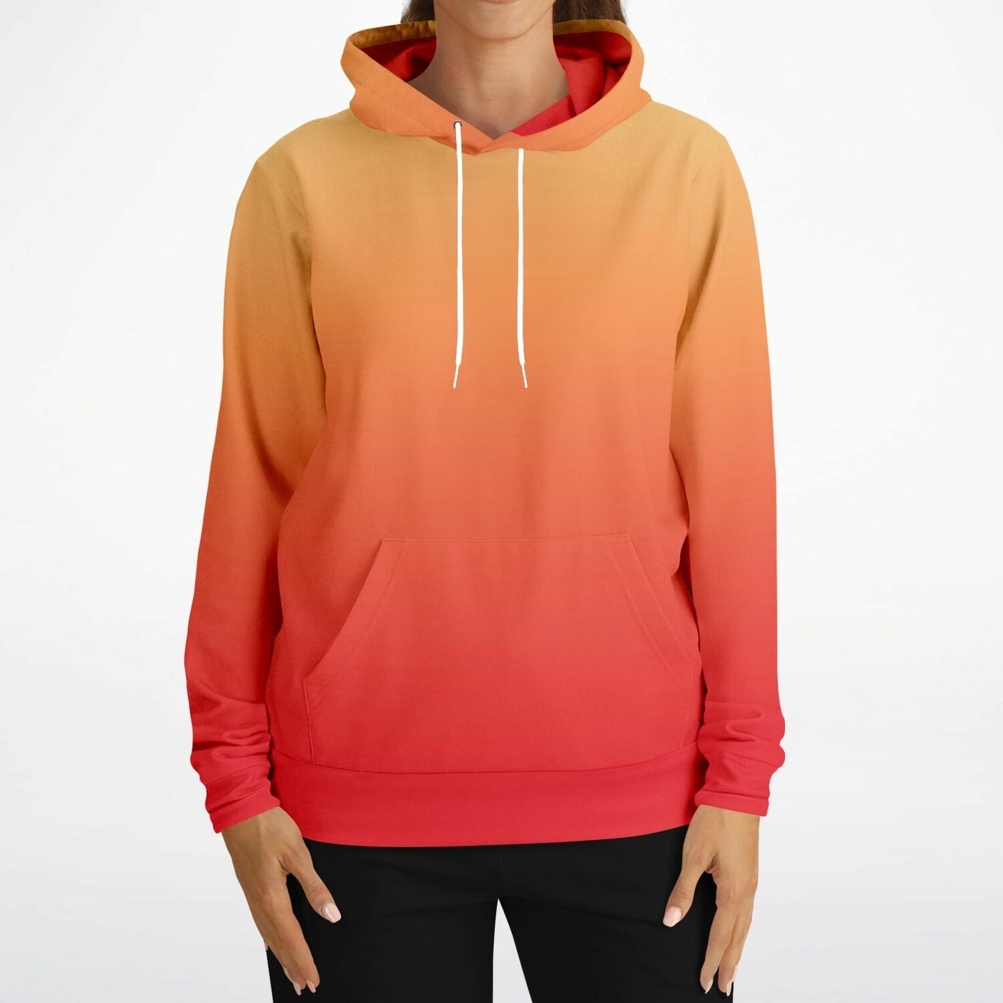 Red Orange Yellow Ombre Hoodie, Gradient Tie Dye Pullover Men Women Aesthetic Graphic Cotton Hooded Sweatshirt Pockets Designer Plus Size