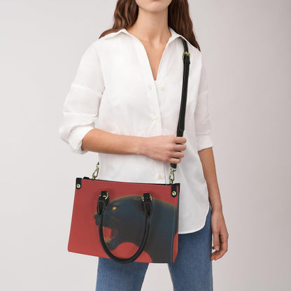 Black Panther Vegan Leather Crossbody Purse Women, Red Animal Small Handbag Shoulder Bag Ladies Zip Strap Designer Cross Body - Starcove Fashion