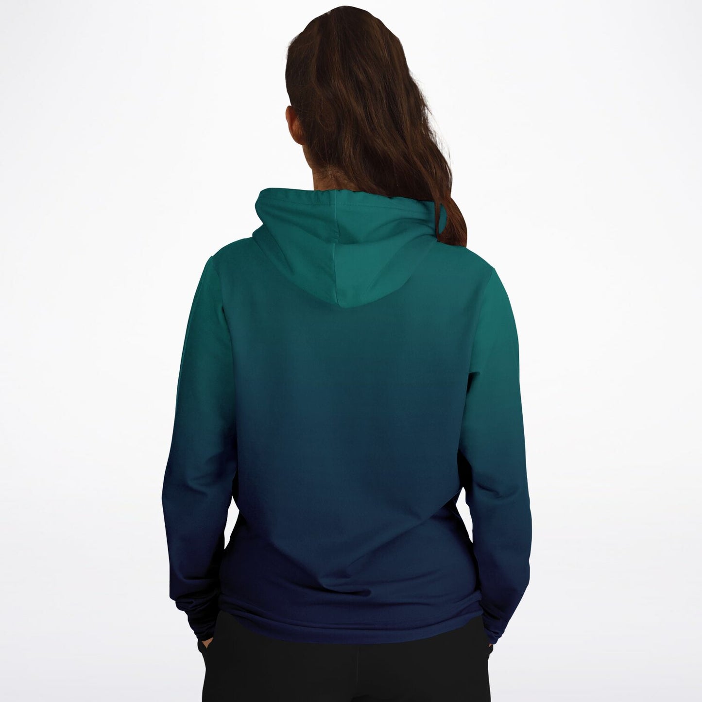 Forest Green Navy Blue Ombre Hoodie, Gradient Tie Dye Pullover Men Women Aesthetic Cotton Hooded Sweatshirt Pockets Designer Plus Size