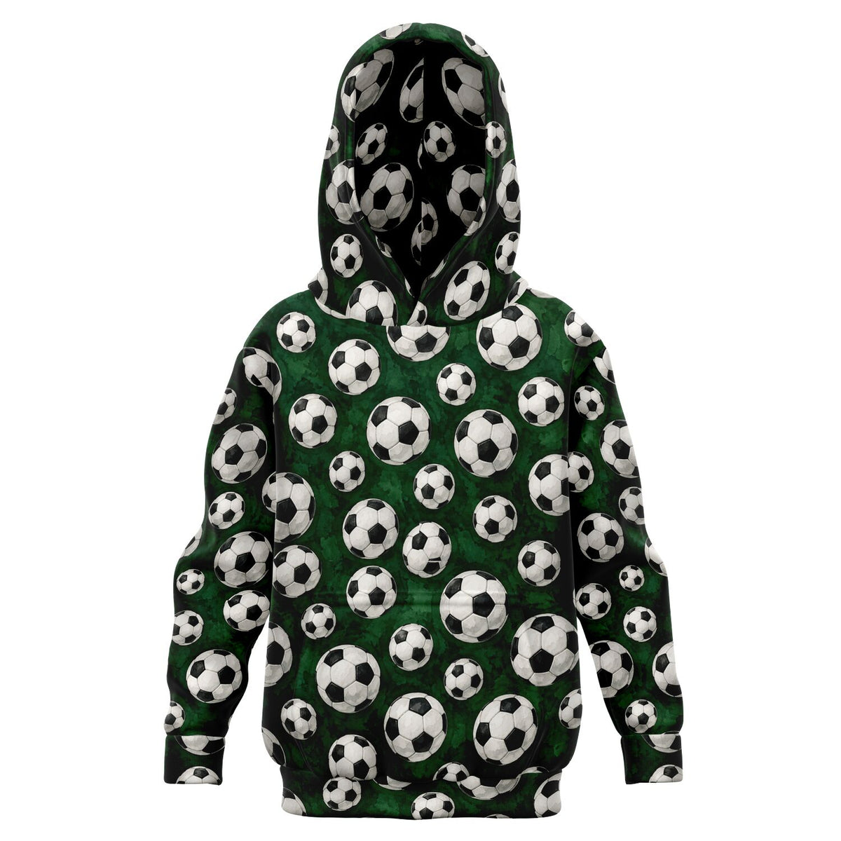 Soccer Ball Kids Pullover Hoodie, Football Green Girls Boy Toddler Youth Children Fleece Aesthetic Graphic Cotton Hooded Sweatshirt Pockets