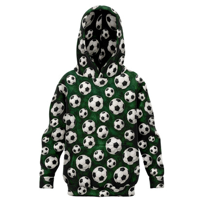 Soccer Ball Kids Pullover Hoodie, Football Green Girls Boy Toddler Youth Children Fleece Aesthetic Graphic Cotton Hooded Sweatshirt Pockets